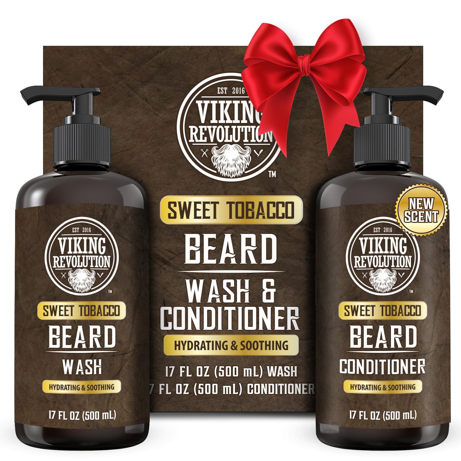Viking Revolution Beard Wash bottle being poured for a refreshing cleanse.