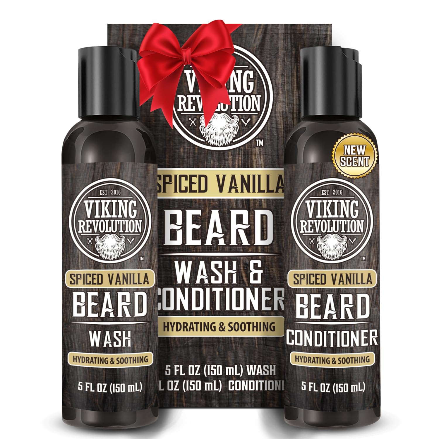 Viking Revolution beard wash bottle showing cleansing action for a refreshed beard