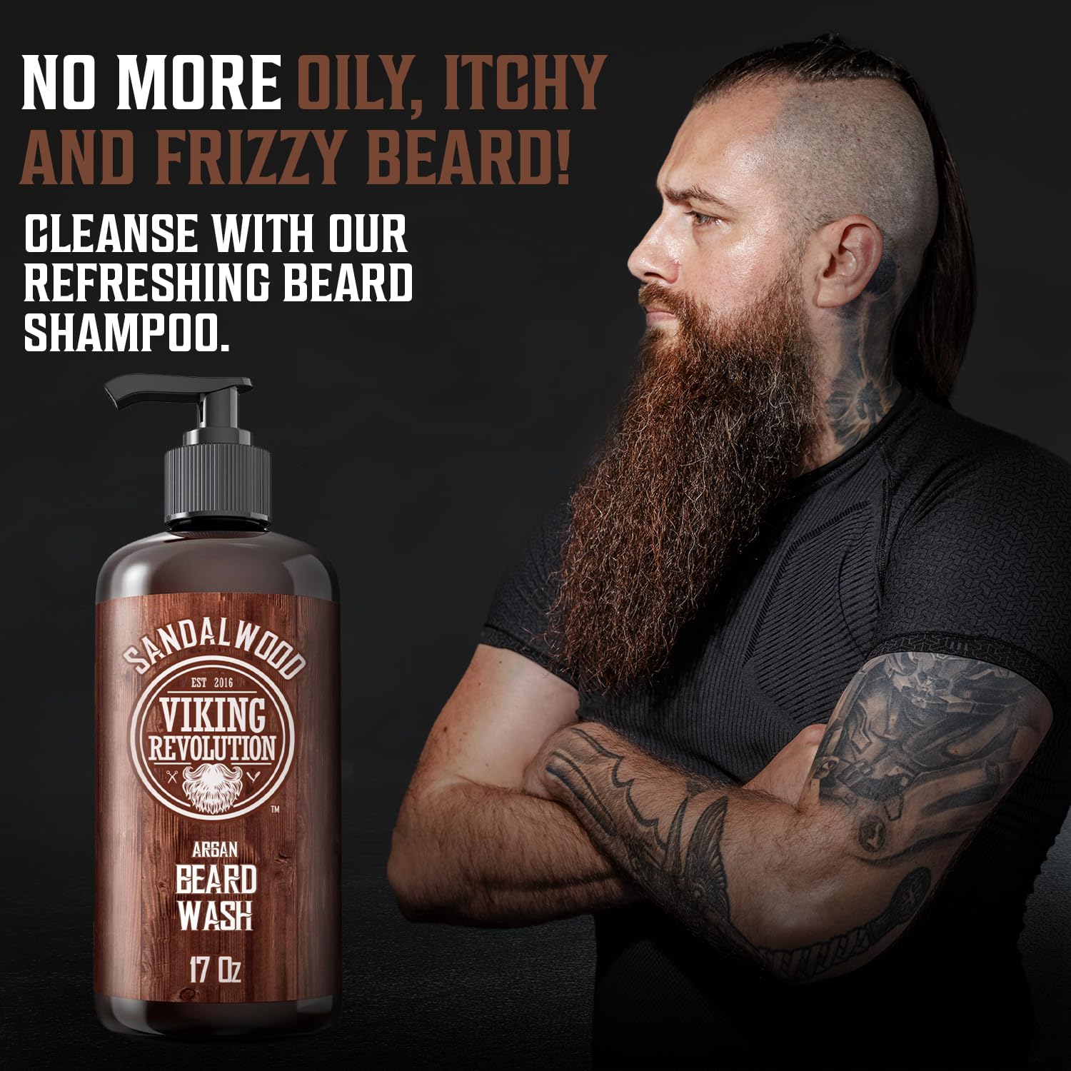 Viking Revolution beard-wash-lather-application shows rich foam for thorough cleansing.