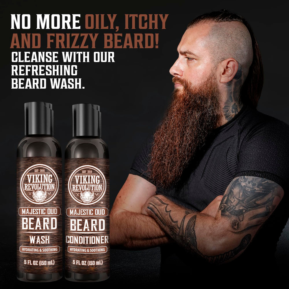 Viking Revolution beard wash lather close-up showing rich foam.