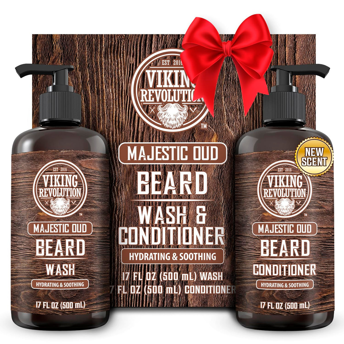 Viking Revolution beard wash Majestic Oud bottle for thorough cleansing and invigorated beard feel.