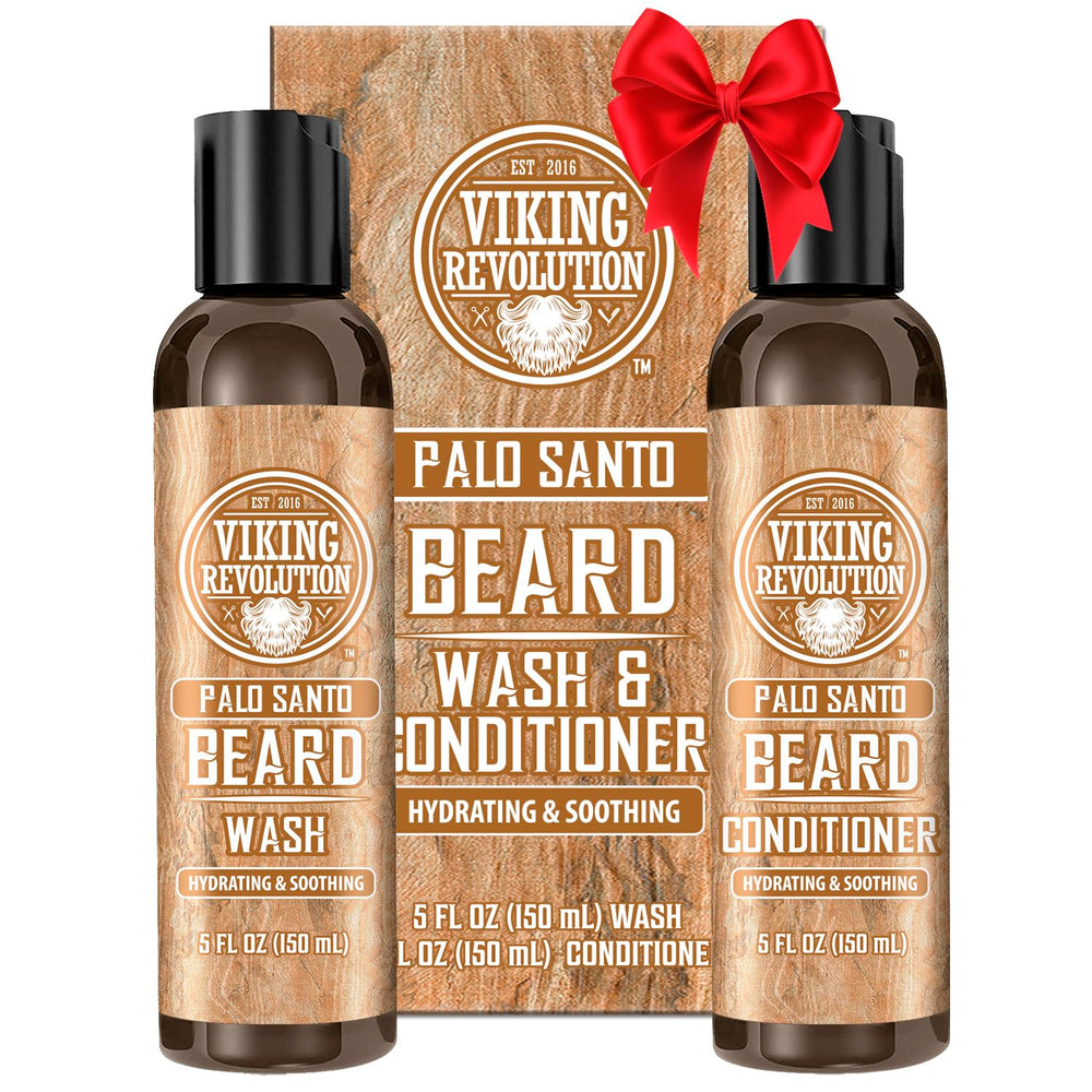 Viking Revolution Beard Wash Palo Santo bottle delivering deep cleanse and refreshing aroma.