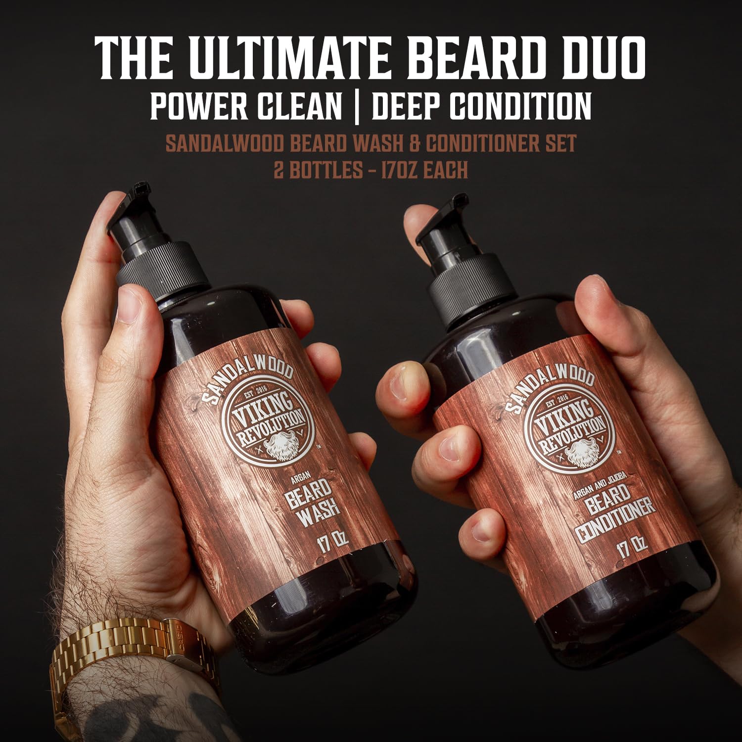 Viking Revolution beard wash lather application demonstrates deep cleansing and gentle exfoliation.