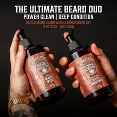 Viking Revolution beard wash lather application demonstrates deep cleansing and gentle exfoliation.