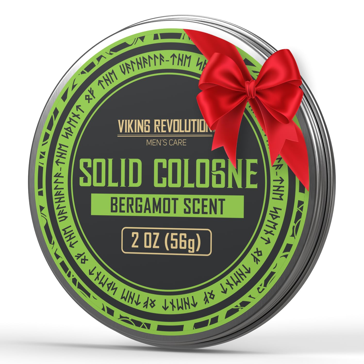 Viking Revolution bergamot solid cologne jar for easy on-the-go fragrance.