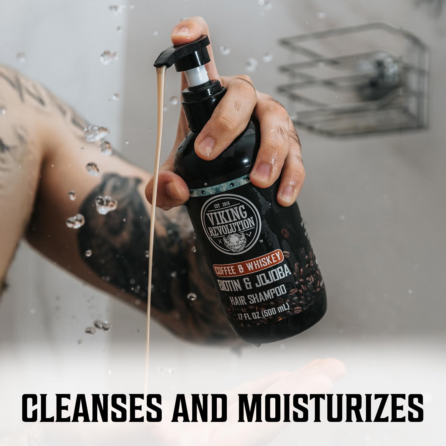 Viking Revolution Biotin haircare formula label signaling support for fuller-looking hair