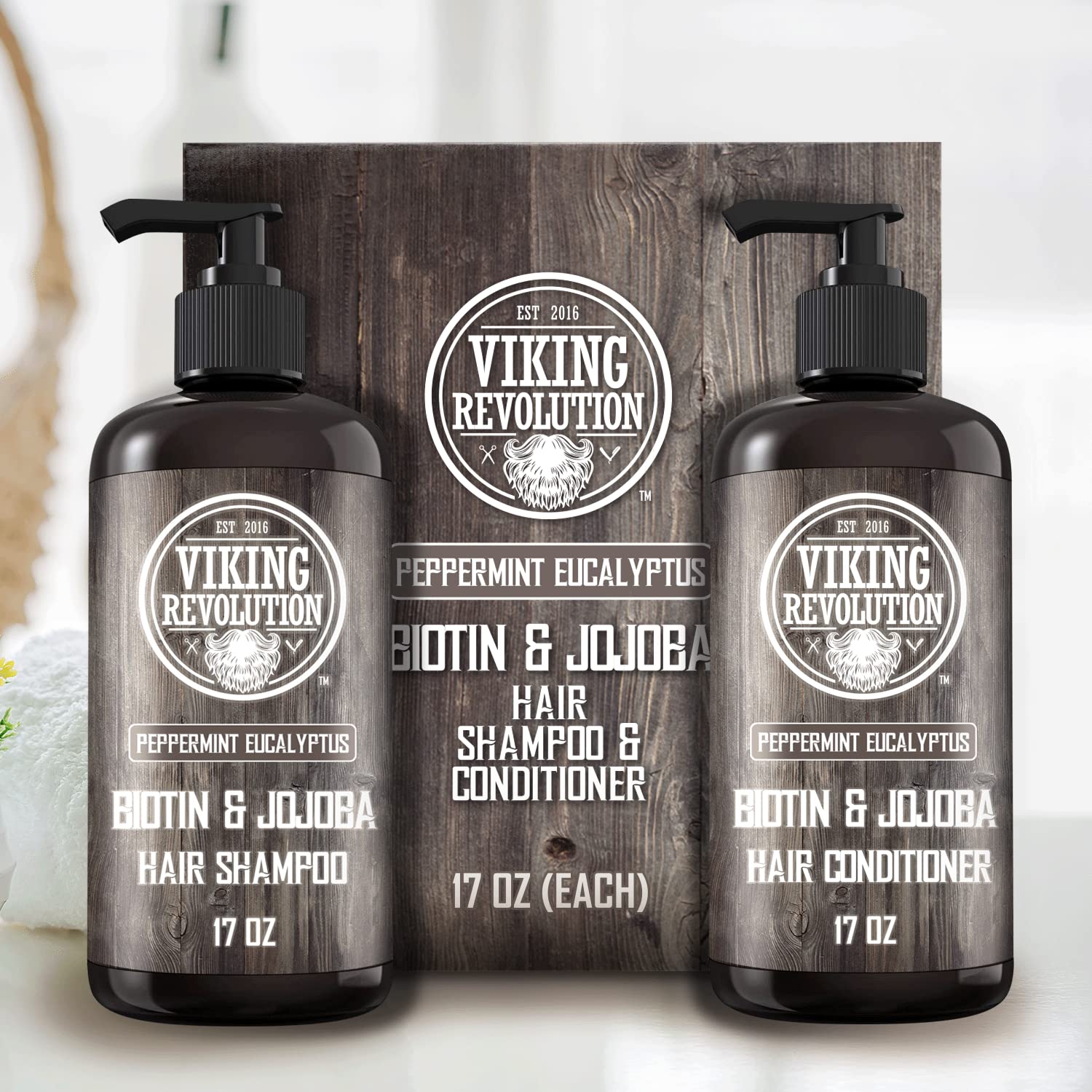 Viking Revolution Biotin men's conditioner pump for effortless daily use.