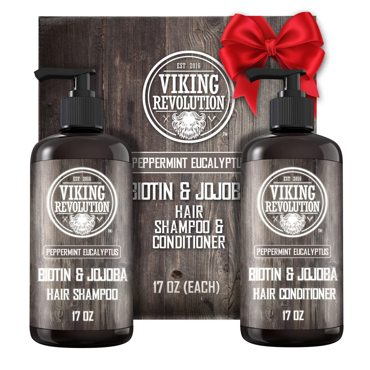 Viking Revolution Biotin men's shampoo bottle with calm-scape scalp comfort focus.