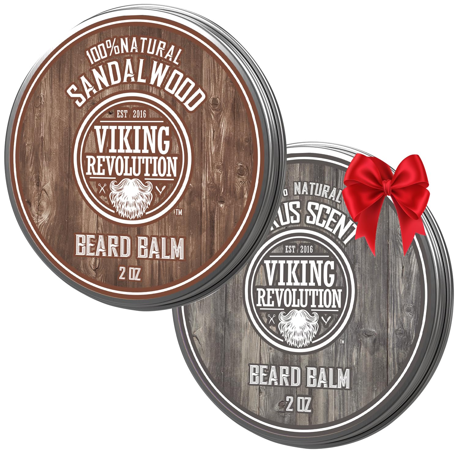 Viking Revolution Citrus and Sandalwood beard balm bottle for easy styling