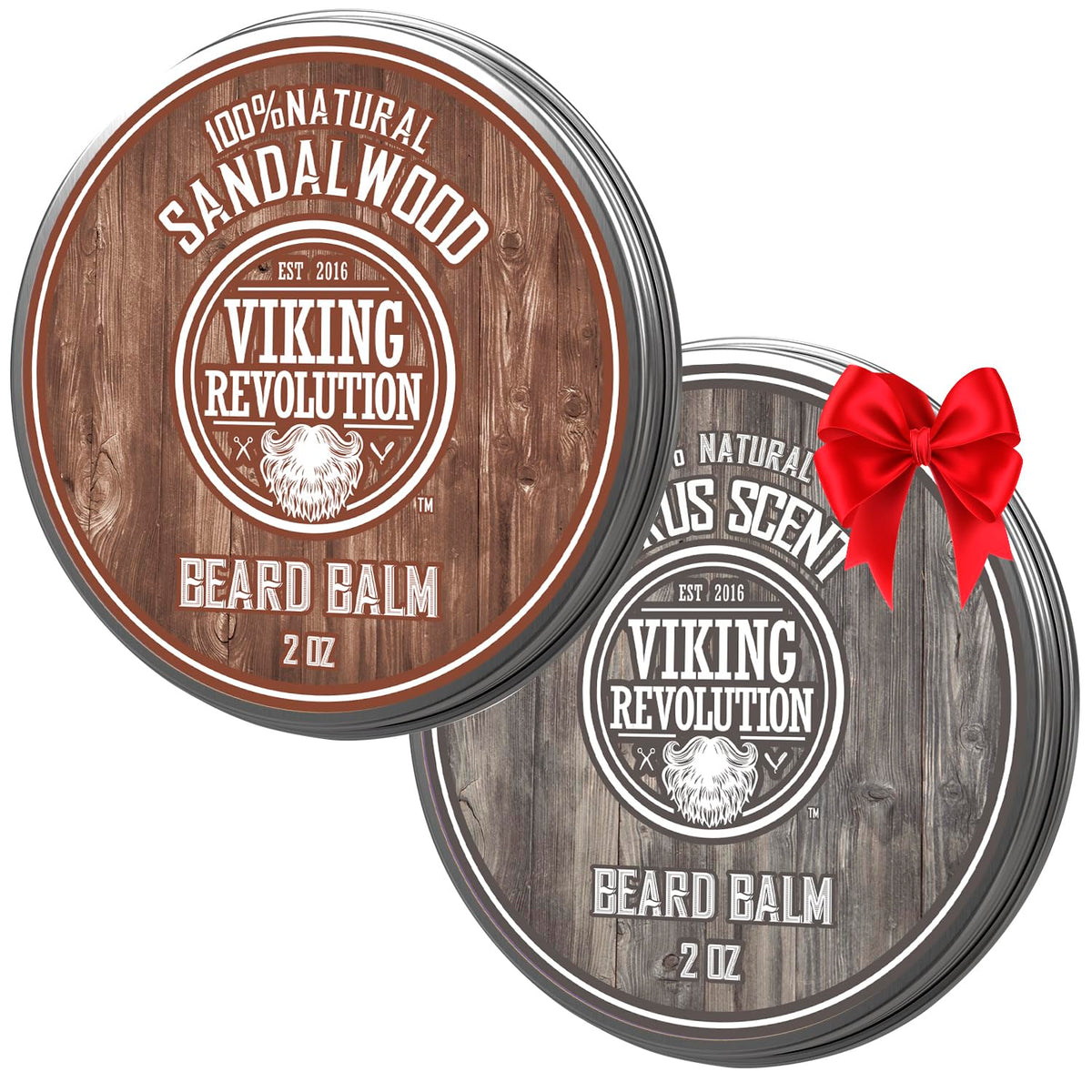 Viking Revolution Citrus and Sandalwood beard balm bottle for easy styling