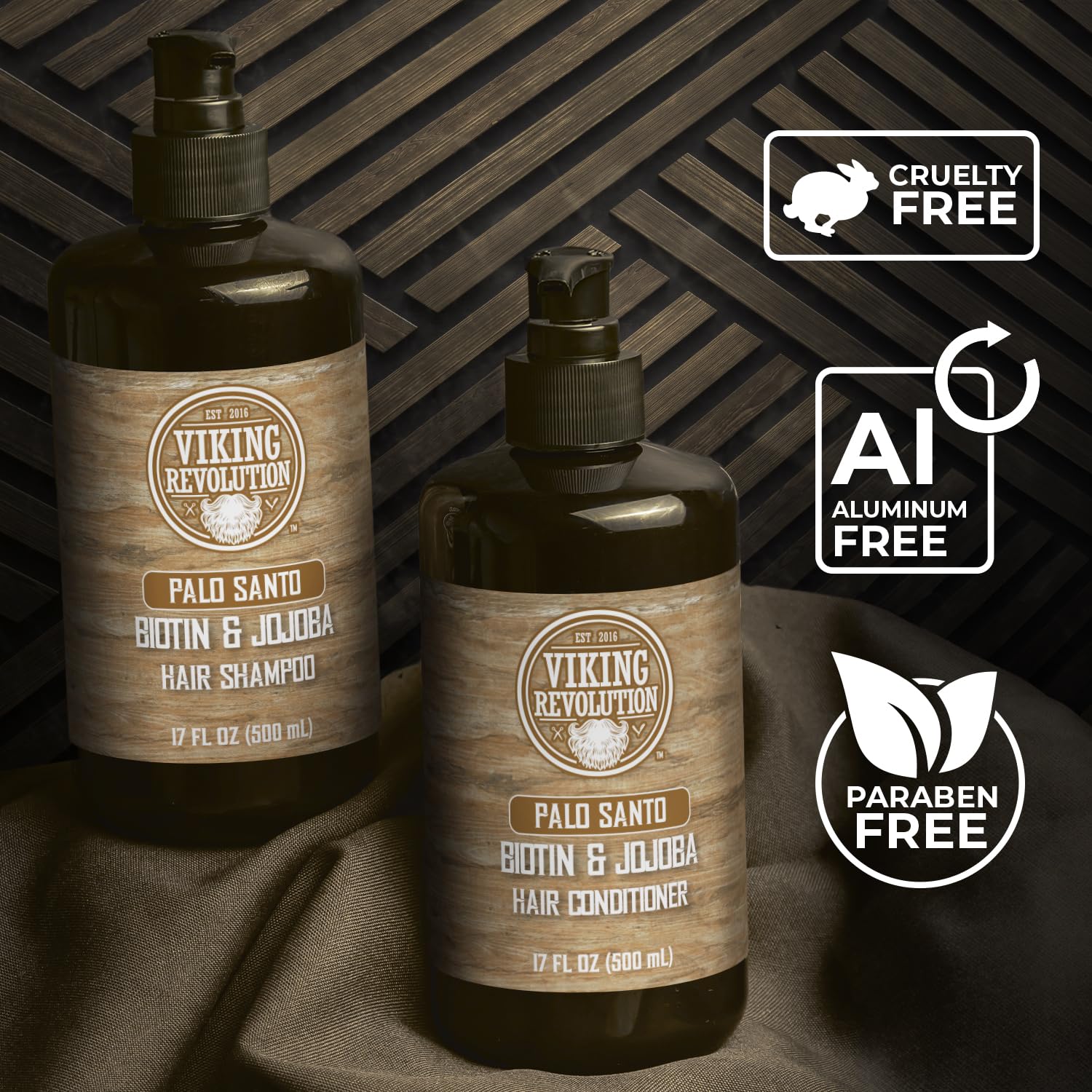 Frasco libre de sulfatos de Viking Revolution para cabello sensible.