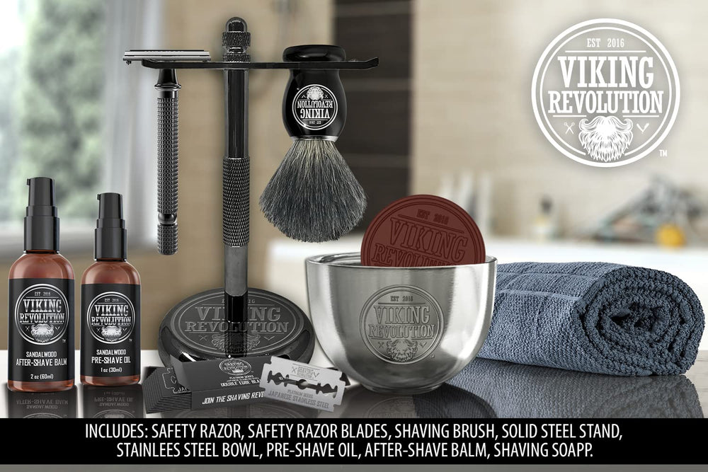 Viking Revolution luxury shaving kit complete setup for premium grooming routine
