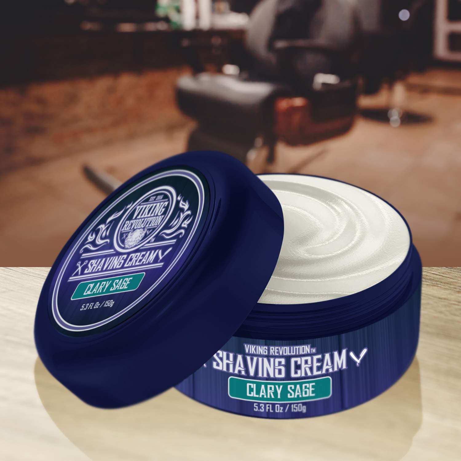 Viking Revolution luxury shaving cream clary sage lather demonstrates dense, smooth foam.