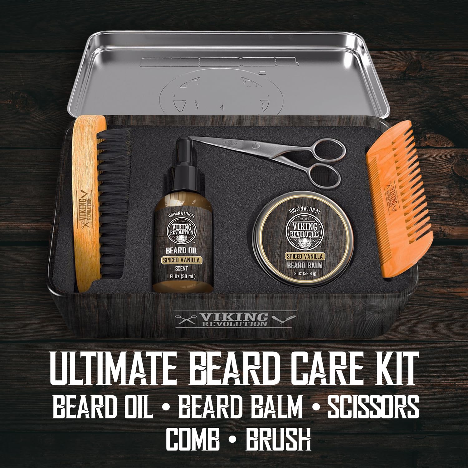 Viking Revolution metal gift box organizes grooming gear