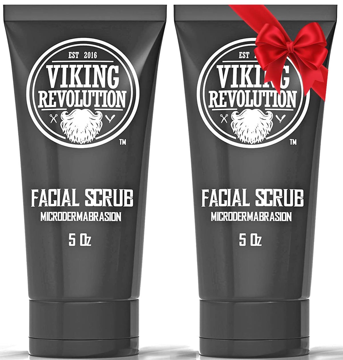 Viking Revolution microdermabrasion scrub packaging shows 2-pack convenience for efficient skincare.