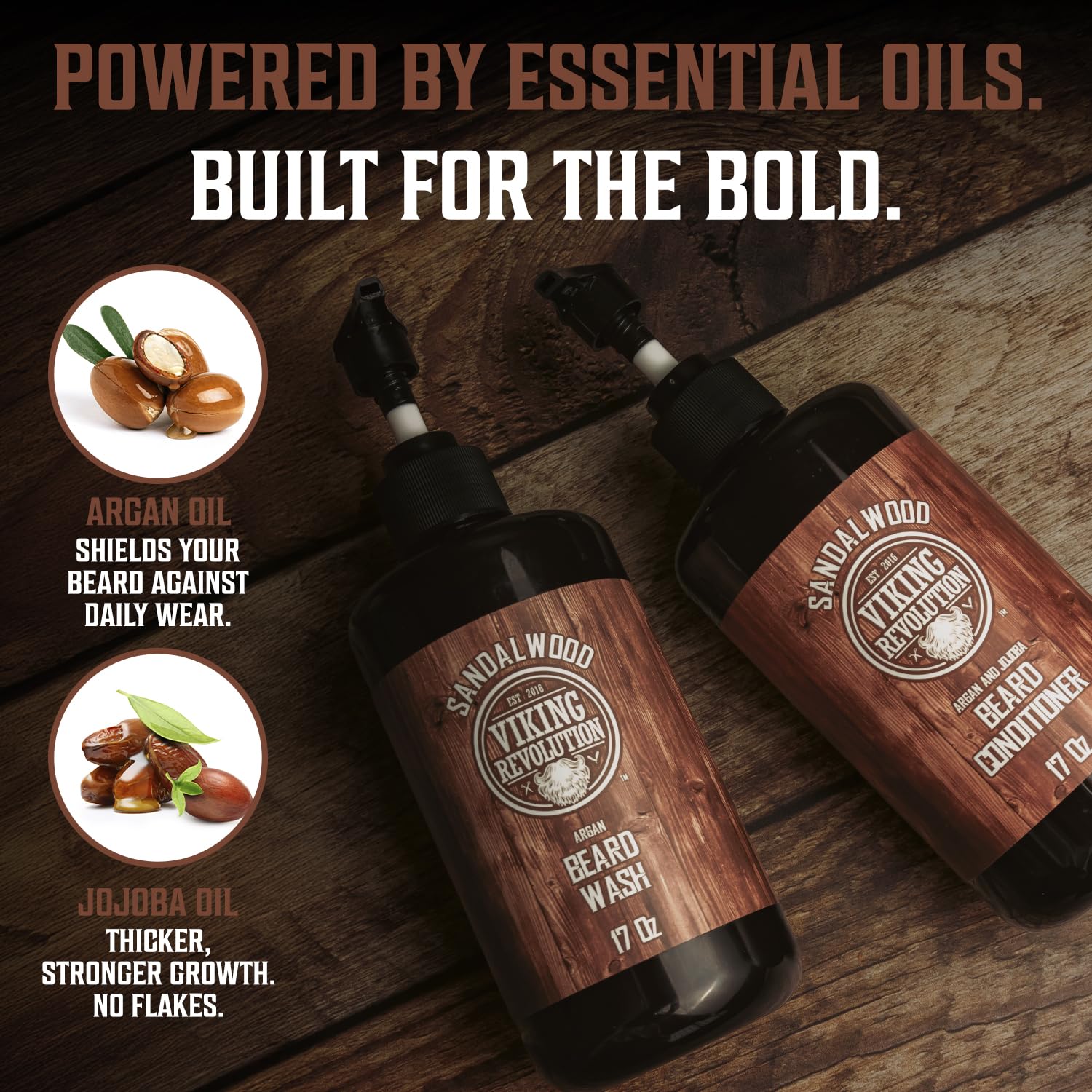 Viking Revolution natural sandalwood scent offers masculine, subtle fragrance during routine.