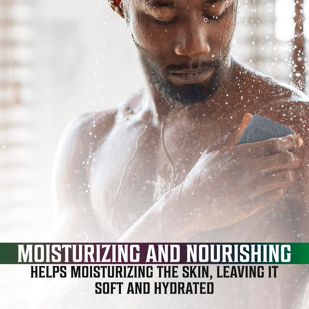 Viking Revolution Men's Soap Clary Sage softening provides gentle cleansing for sensitive skin.