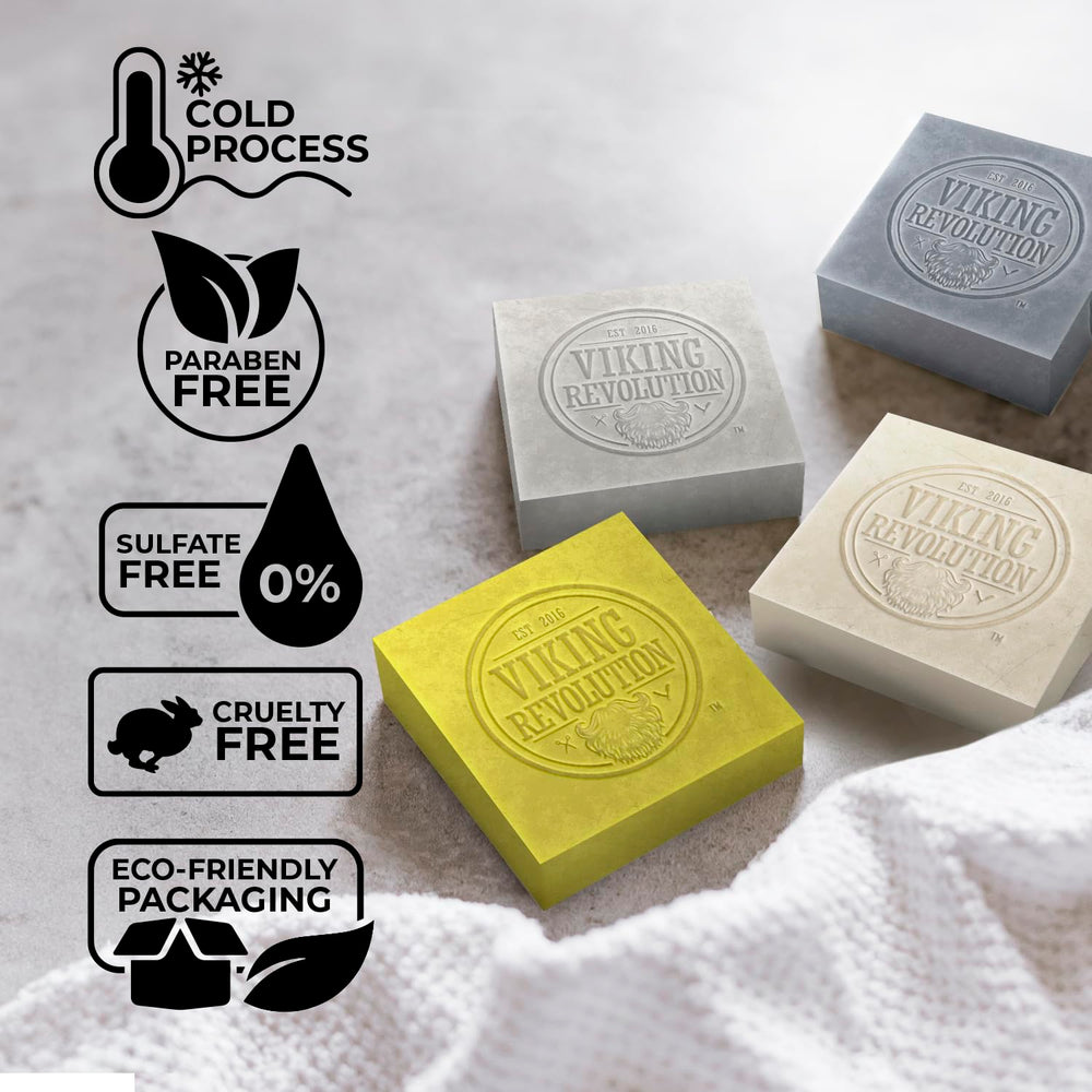 Viking Revolution Men's Soap Peppermint Eucalyptus rinse energizes skin after workouts.
