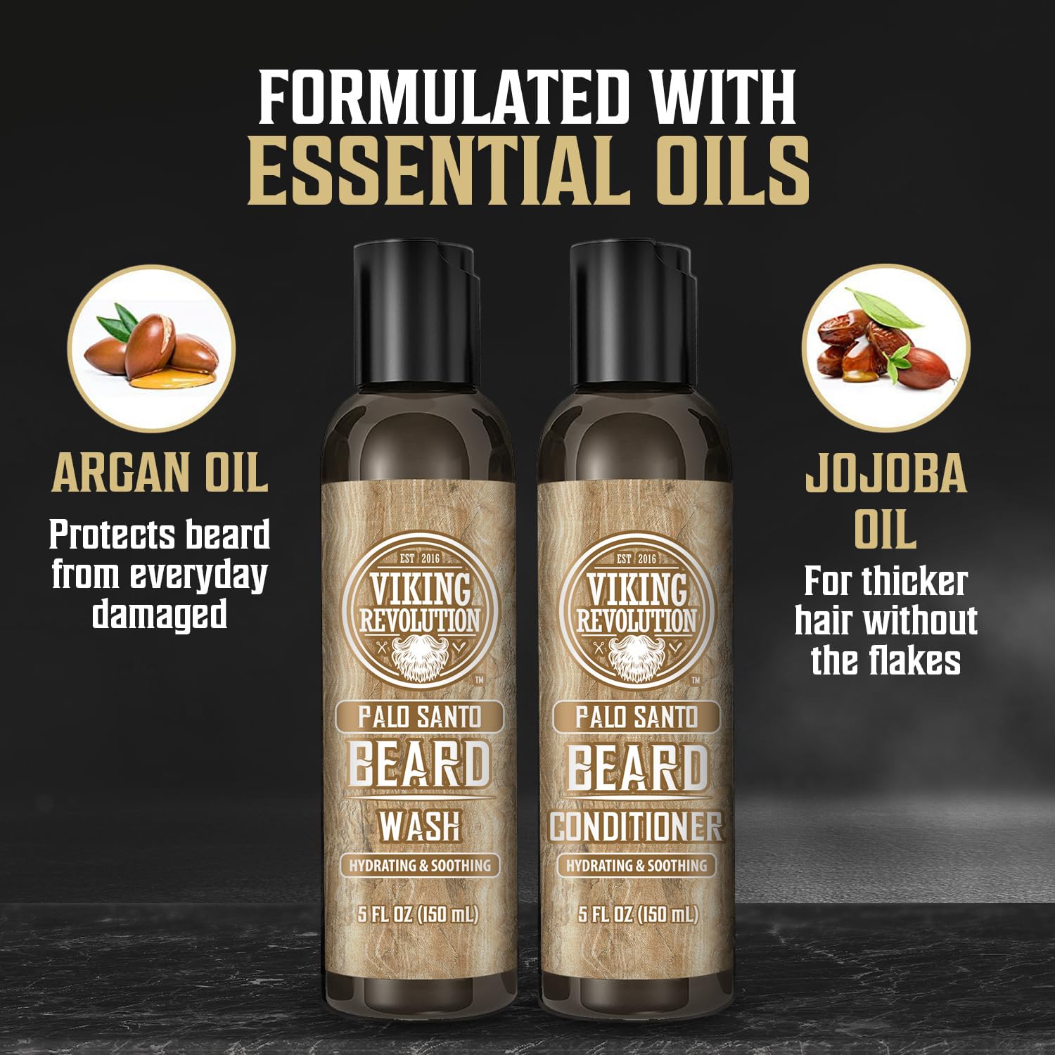 Viking Revolution Nourishing Beard Oil Application demonstrates moisturized beard texture.