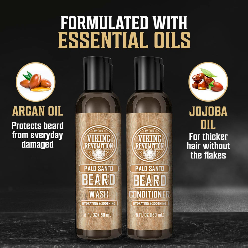 Viking Revolution Nourishing Beard Oil Application demonstrates moisturized beard texture.