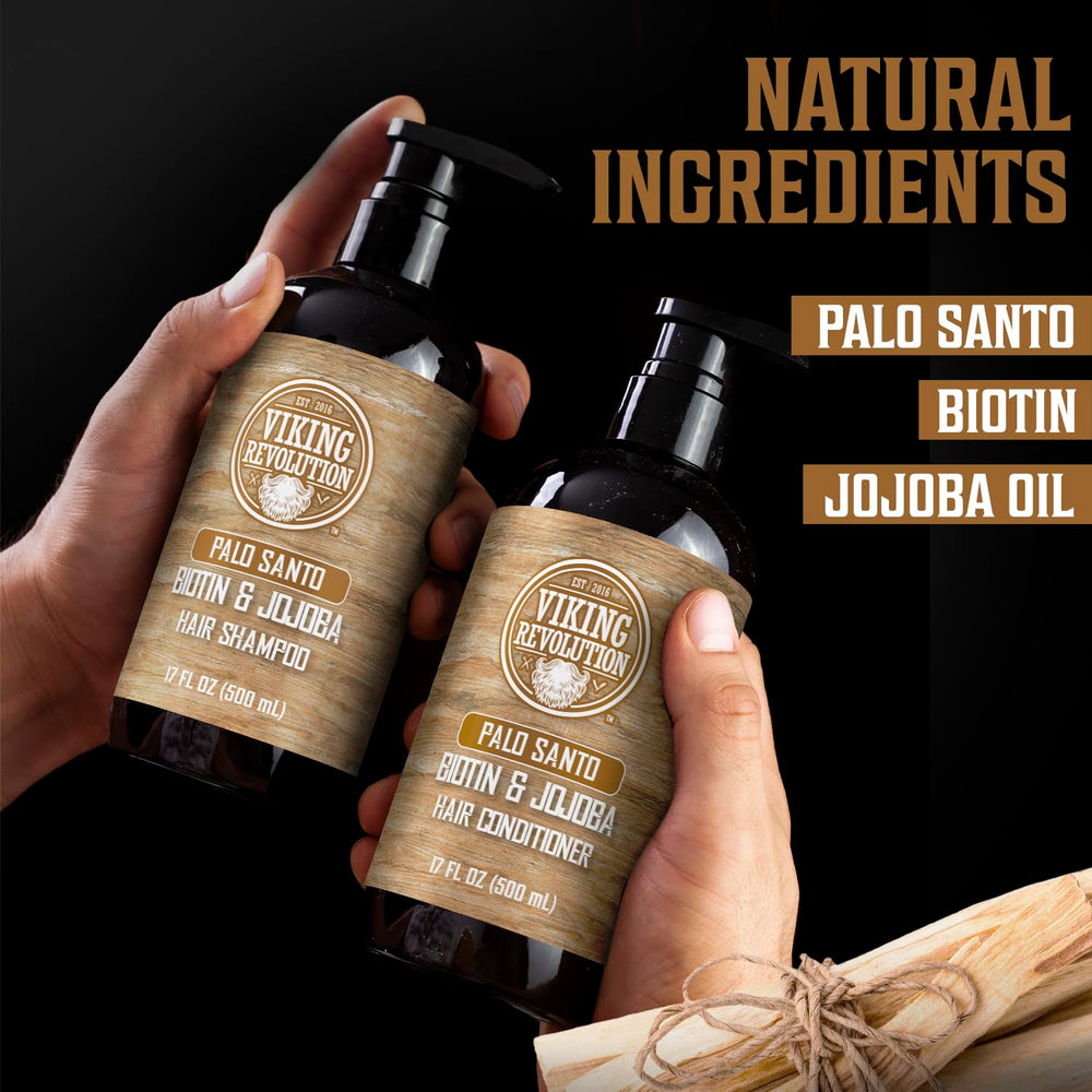 Textura hidratante del acondicionador Palo Santo de Viking Revolution para cabello sedoso.