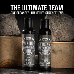 Viking Revolution peppermint eucalyptus beard wash highlighted for refreshing cleansing and invigorating scent.