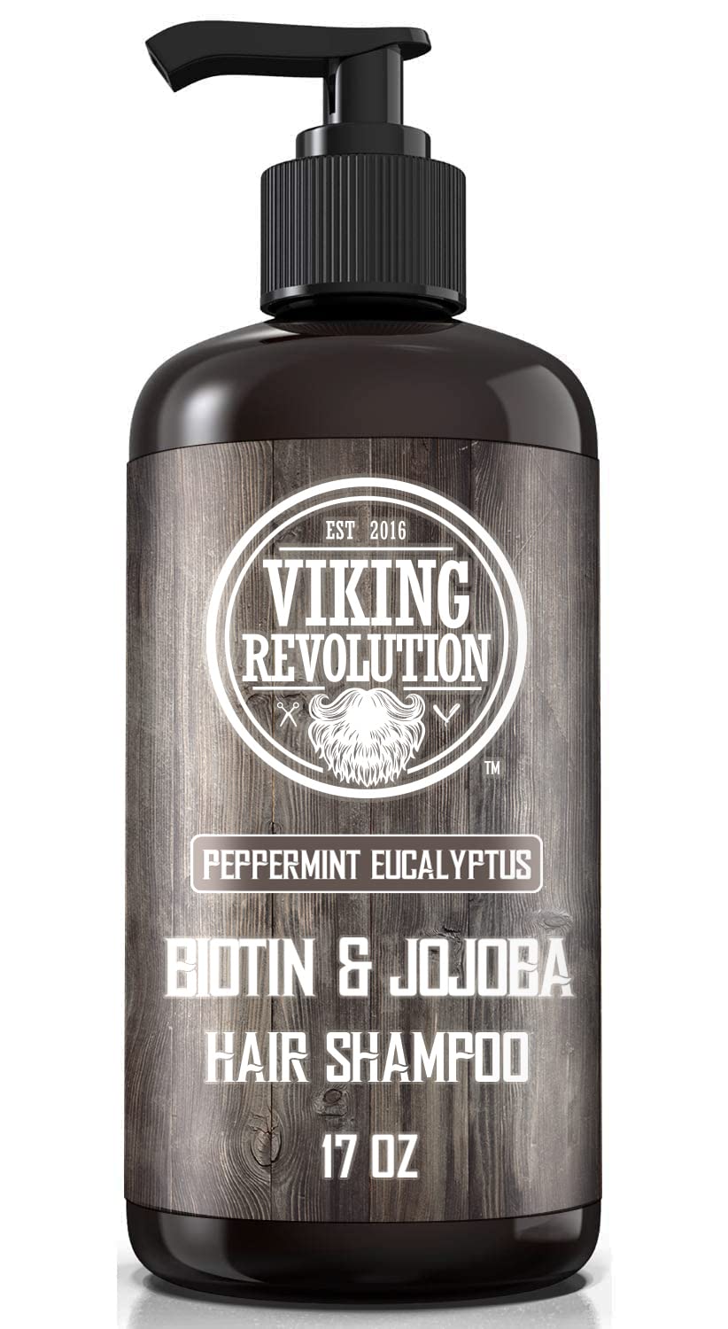 Viking Revolution peppermint oil shampoo offers invigorating tingle for scalp.