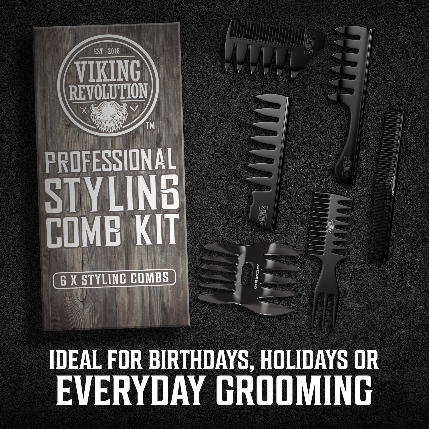 Viking Revolution 6-piece anti-static close-up highlights comfortable, static-reducing daily grooming