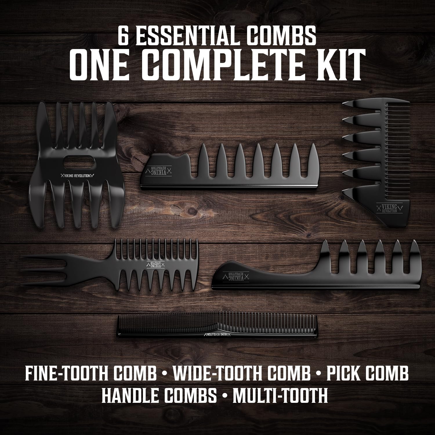 Viking Revolution 6-piece fine-tooth comb for precise parting and a smooth finish