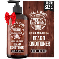 Viking Revolution sandalwood beard conditioner bottle ready for daily moisturizing