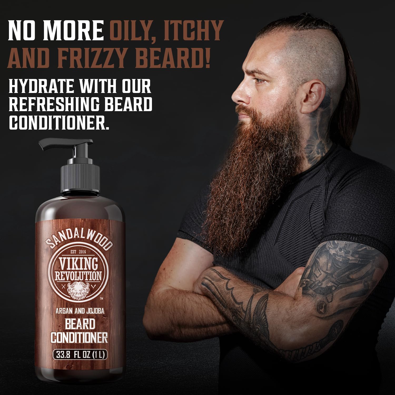 Viking Revolution sandalwood conditioner ingredients highlight nourishing oils for beard