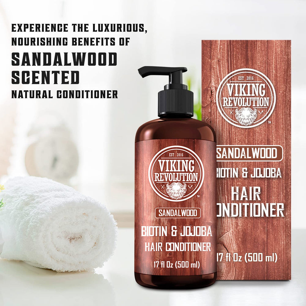 Viking Revolution shower-ready conditioner rinses clean with lasting sandalwood scent.