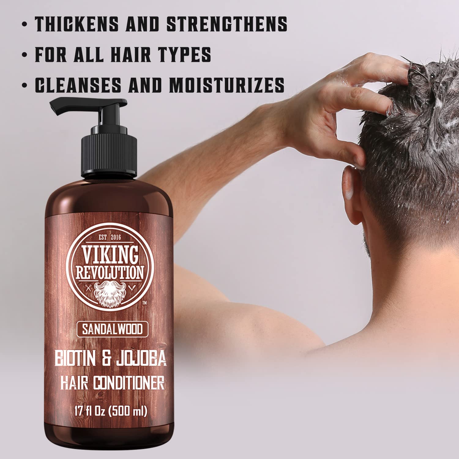 Viking Revolution conditioner pump in use for quick daily hydration.