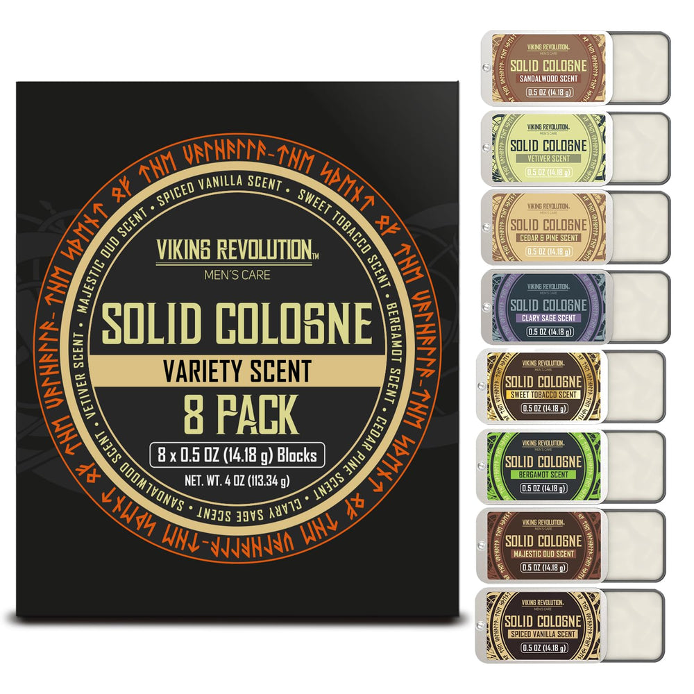 Viking Revolution solid cologne bergamot tin—bright citrus note for fresh daytime confidence.