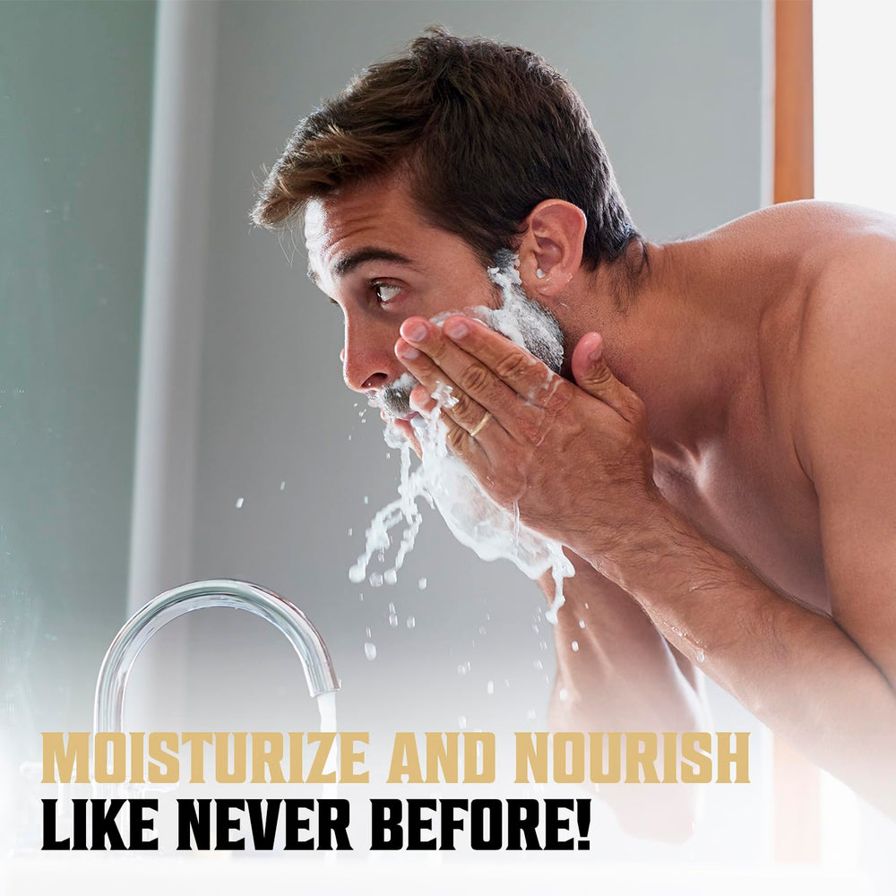 Viking Revolution bottle after washing beard, leaving natural shine and softness.