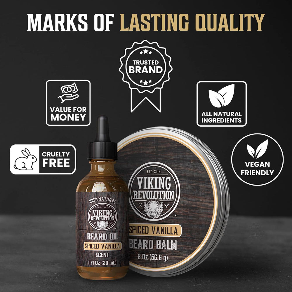 Finished beard with natural shine after using Viking Revolution toolkit in casual setting.
