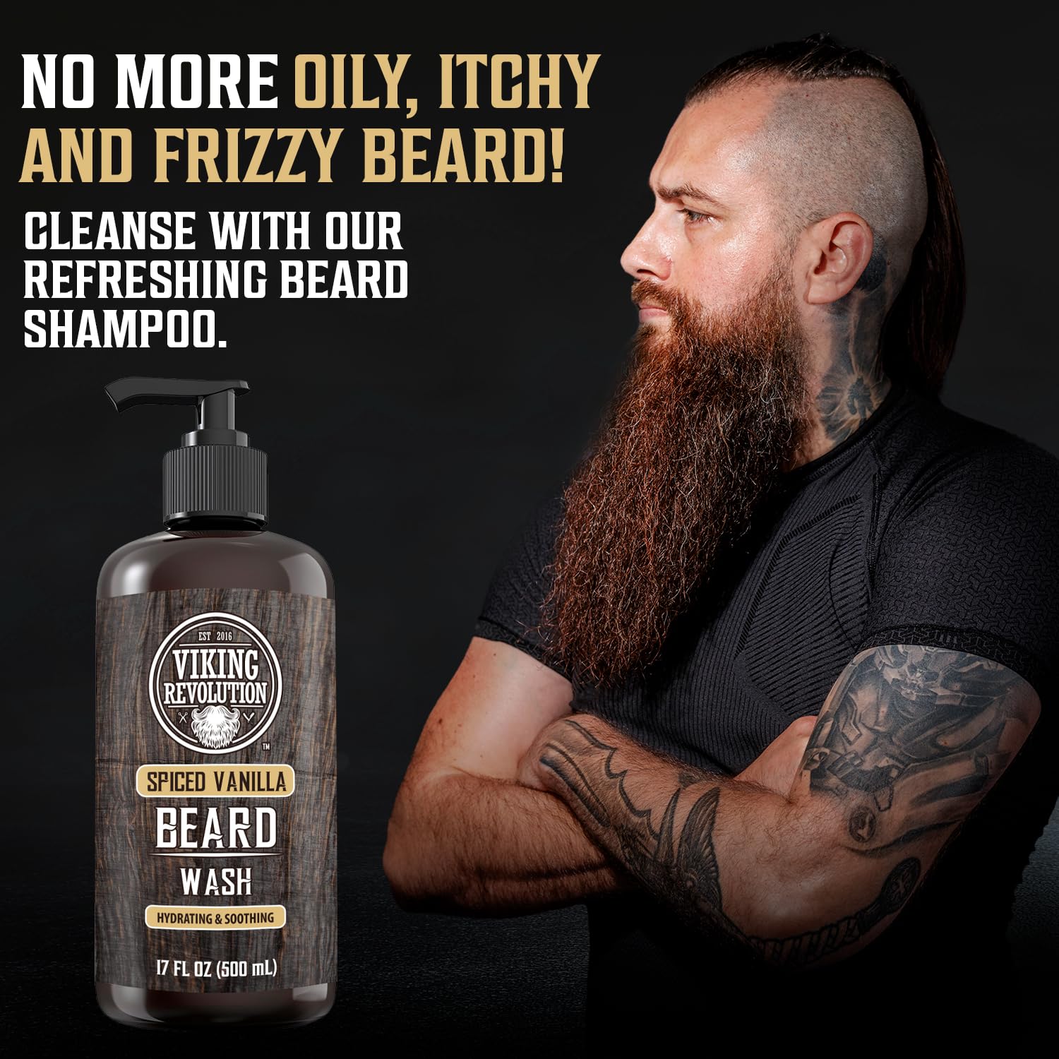 Viking Revolution beard wash ingredients argan and jojoba oils for moisture.