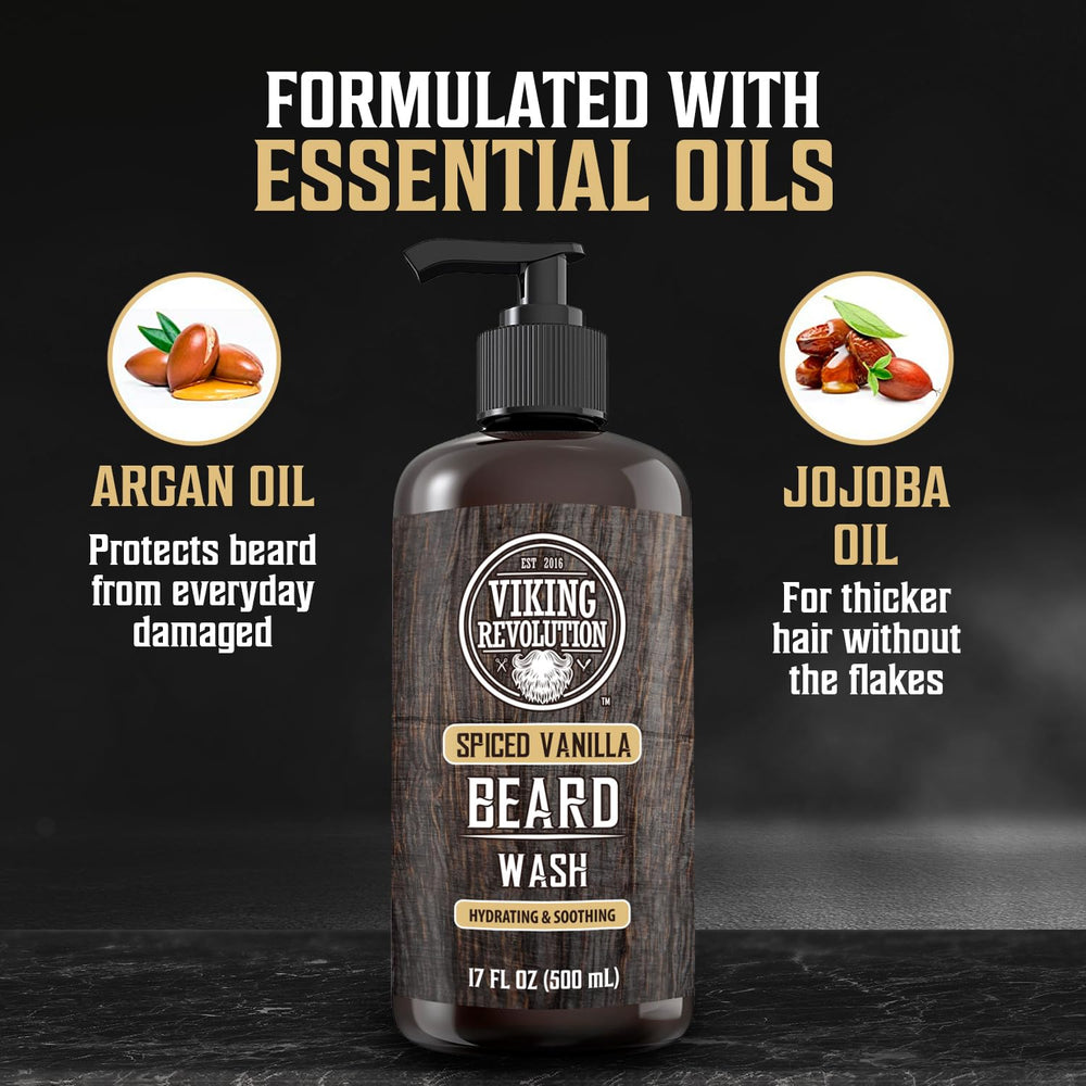 Viking Revolution beard wash creates rich lather for quick cleansing.