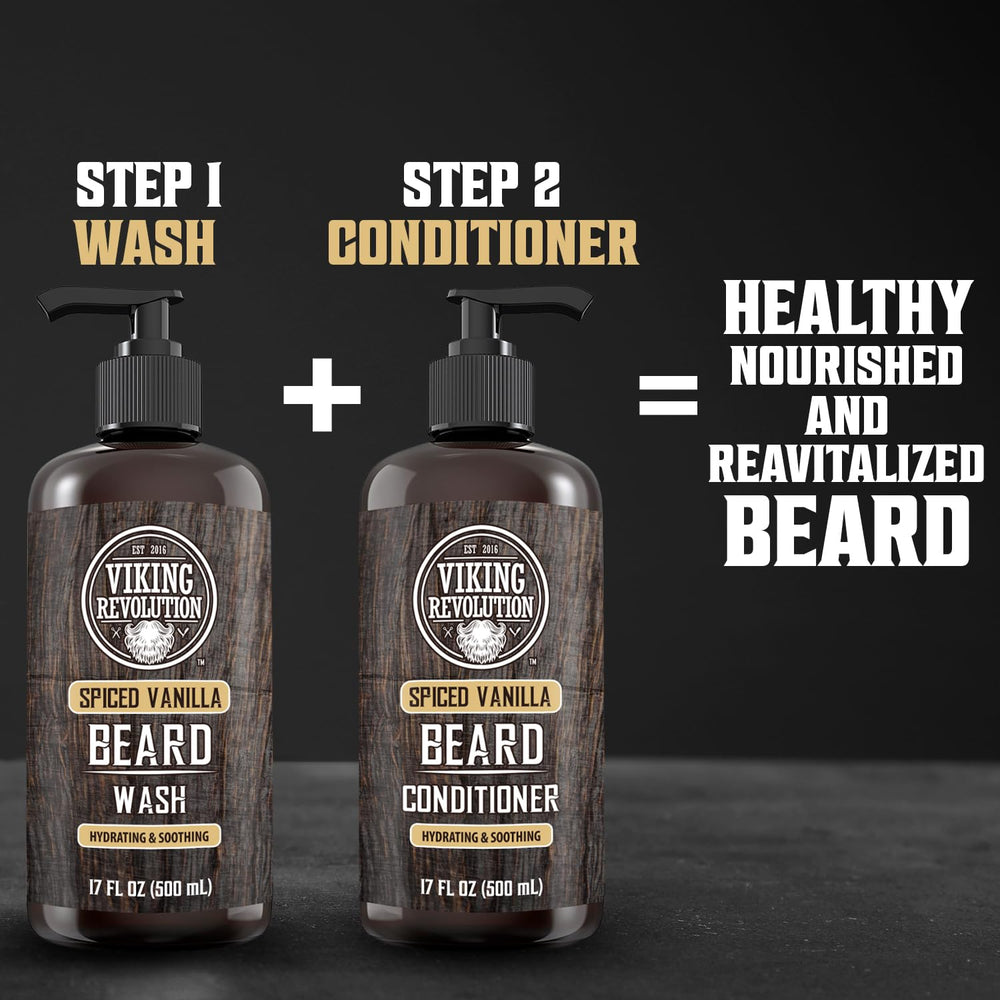 Viking Revolution beard wash with nourishing argan and jojoba oils for moisturized beard.