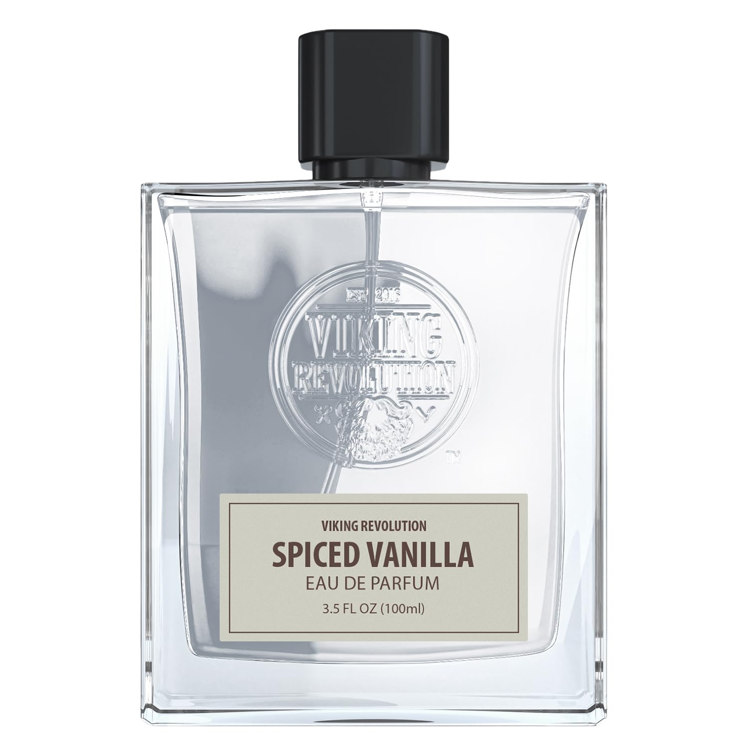 Viking Revolution Spiced Vanilla Cologne 3.5 oz bottle held for confident everyday use.