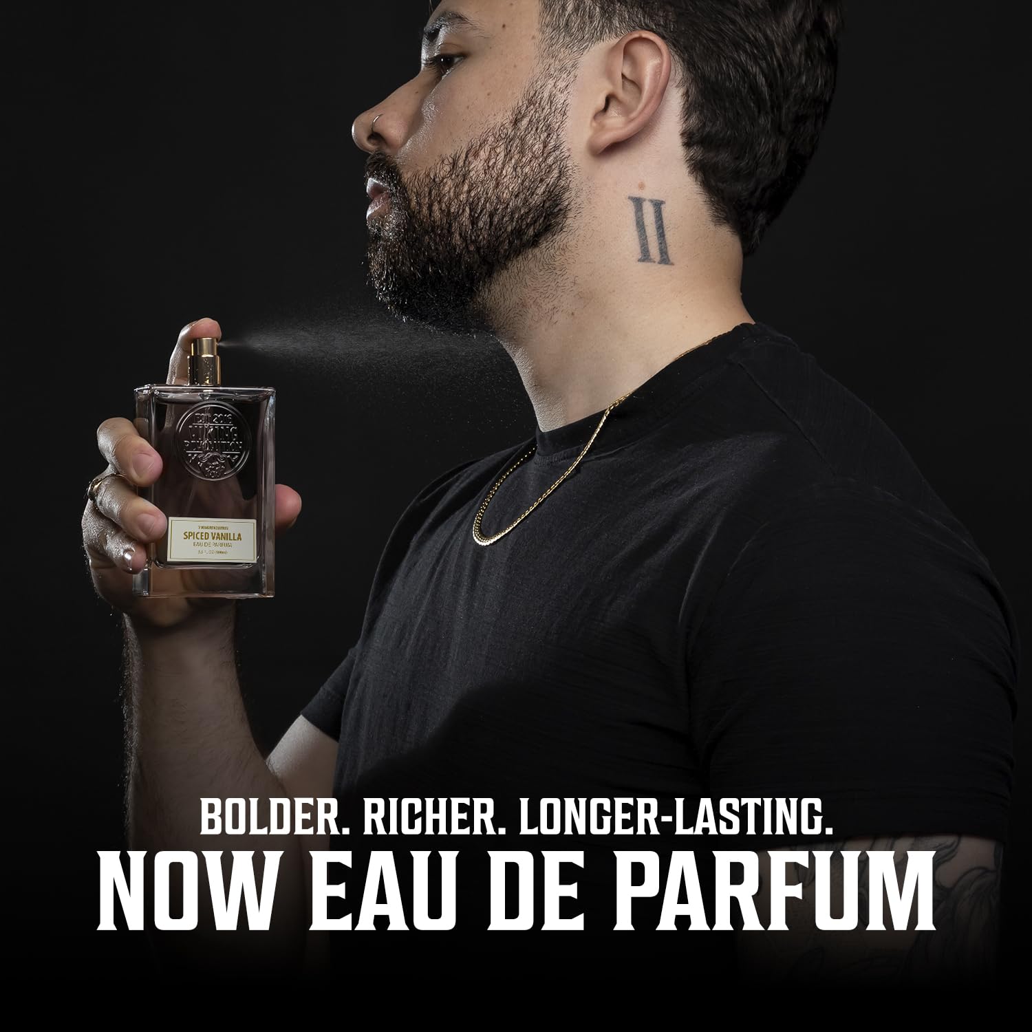 Viking Revolution Spiced Vanilla Cologne musk-scented profile paired with night-out look.