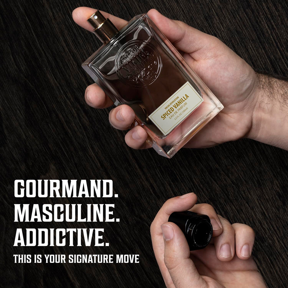 Viking Revolution Spiced Vanilla Cologne vanilla-tonka blend captured in the bottle.