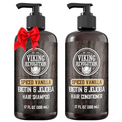 Viking Revolution Spiced Vanilla Shampoo and Conditioner Set front packaging view.