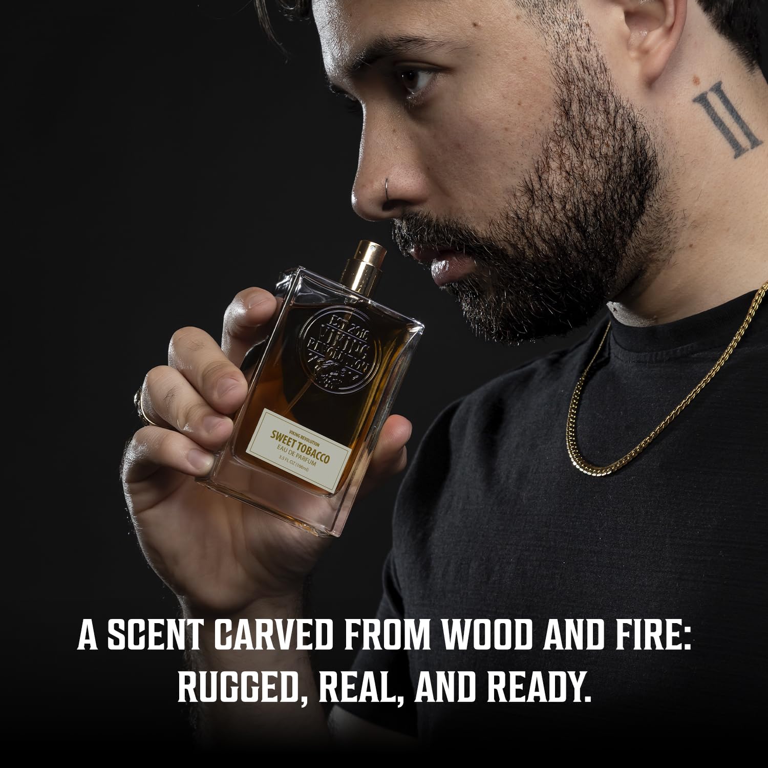 Viking Revolution Sweet Tobacco bottle closeup – rich notes in focus