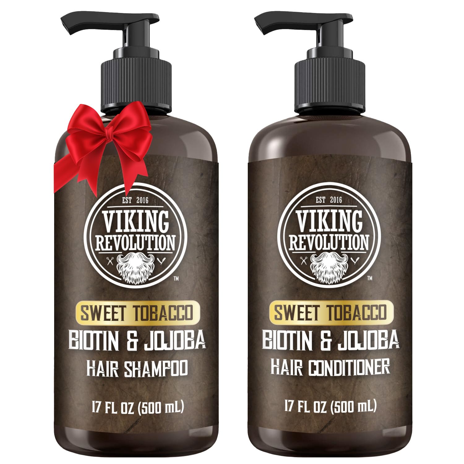 Viking Revolution Sweet Tobacco shampoo bottle with pump for easy daily cleansing.