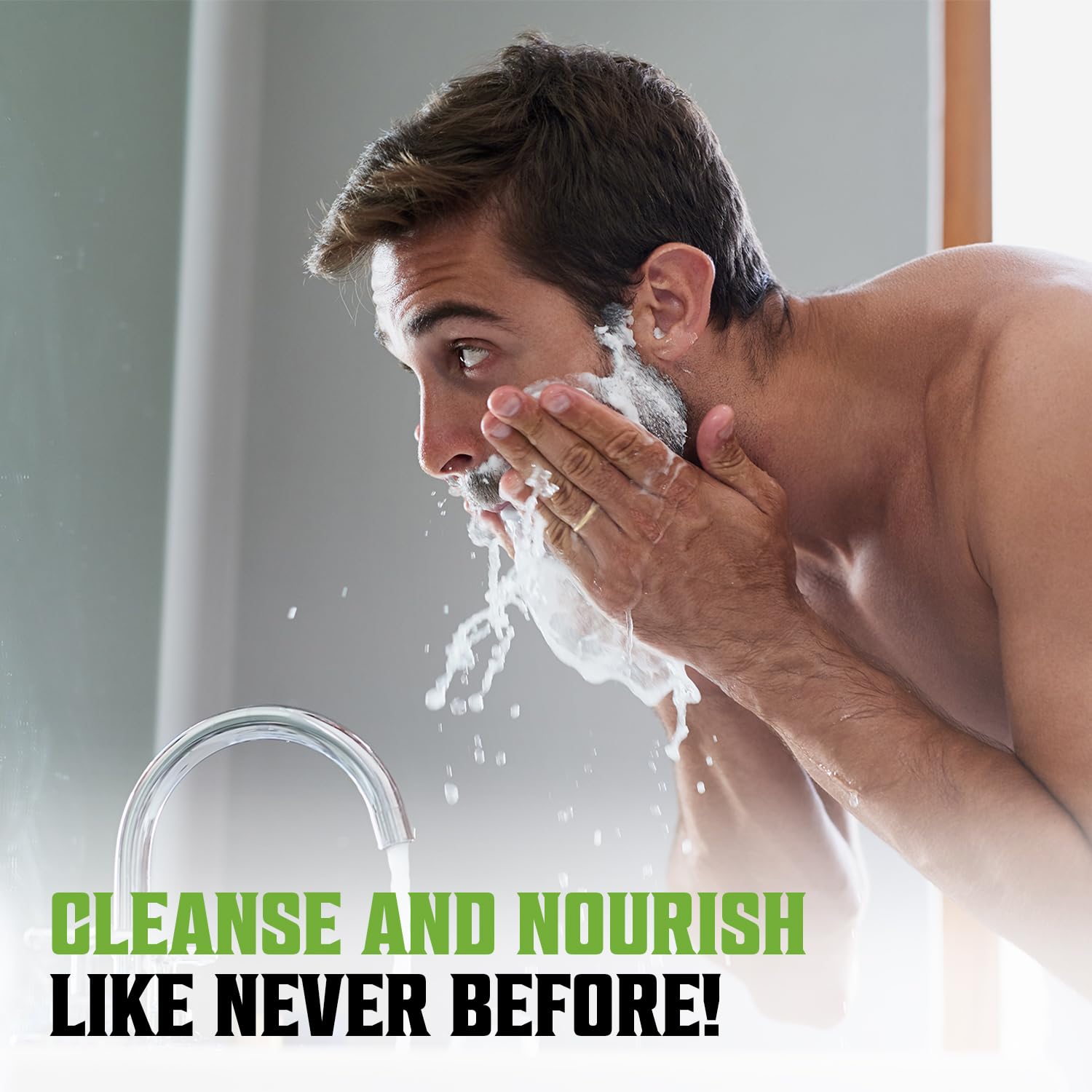 Viking Revolution Tea Tree Beard Wash lather in palm for daily cleansing.