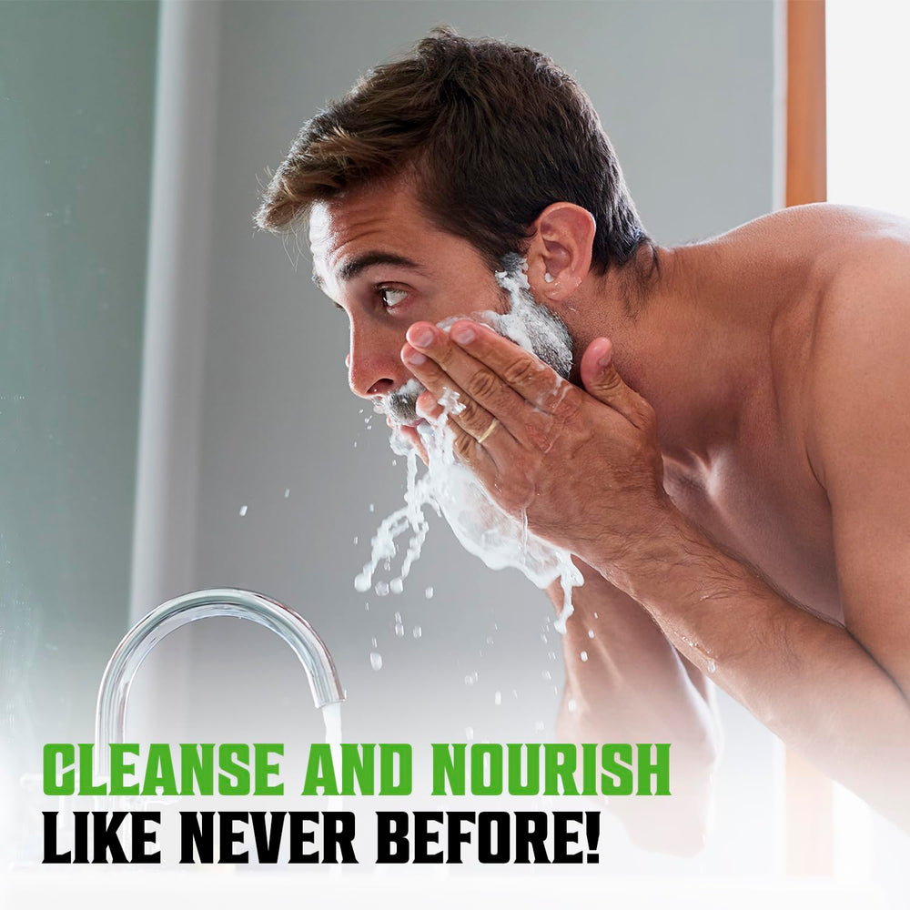 Viking Revolution Tea Tree Beard Wash lather in palm for daily cleansing.