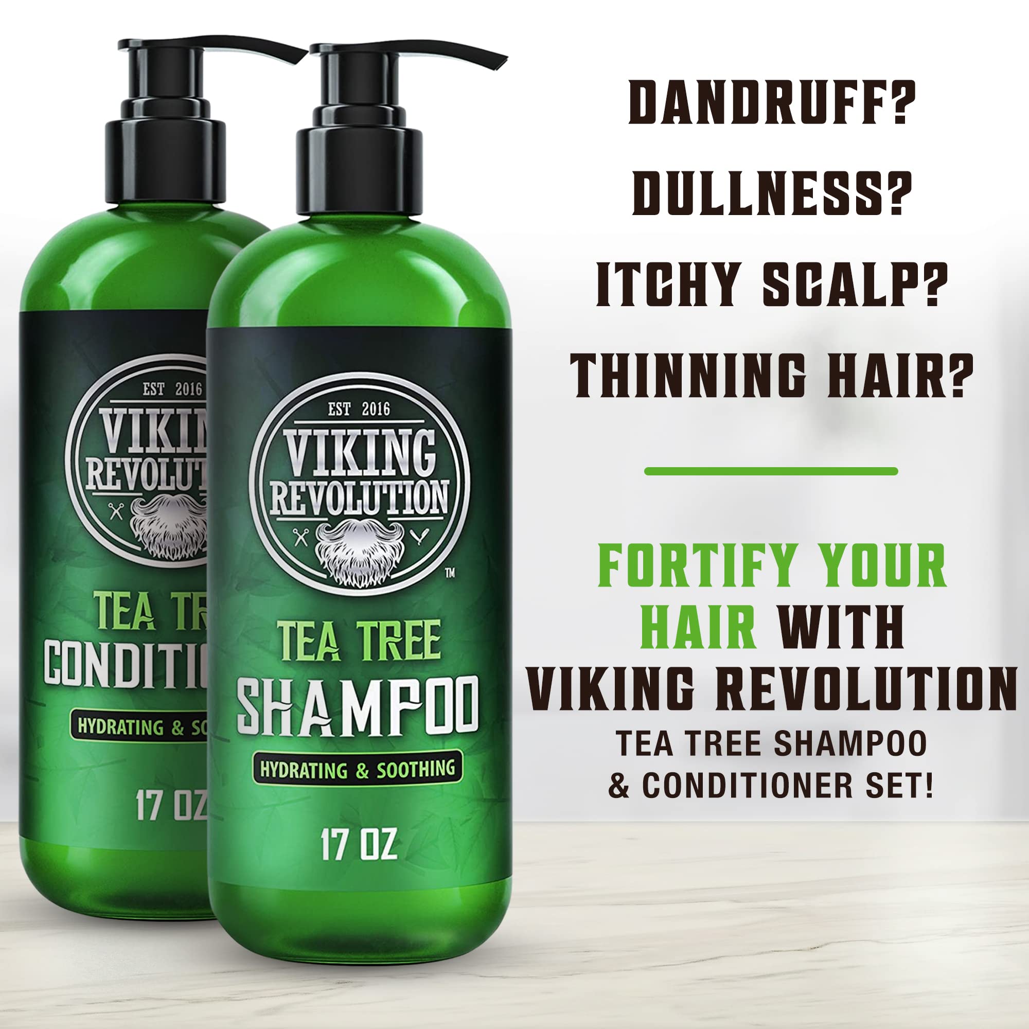 Viking Revolution Tea Tree Conditioner bottle — deep moisture for smooth, manageable hair.