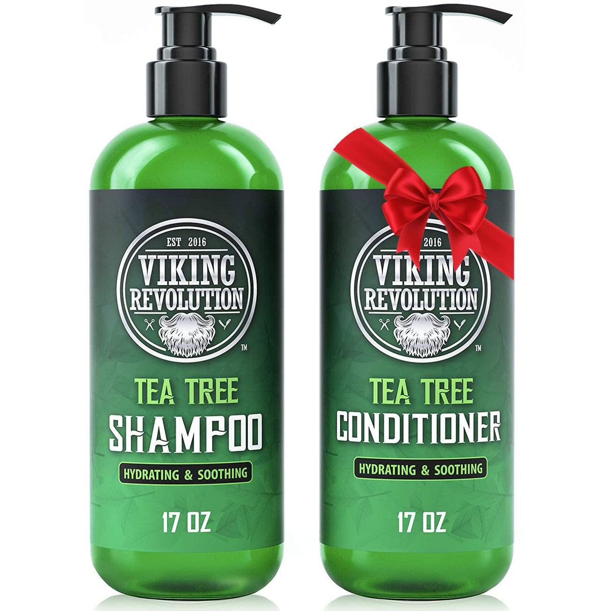 Viking Revolution Tea Tree Shampoo bottle — refreshing hydration for the scalp.