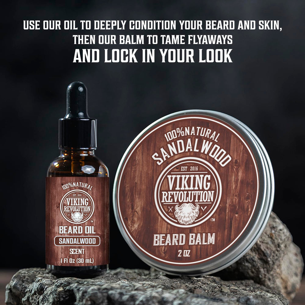 Viking Revolution Ultimate Conditioner beard balm sandalwood stick for tame flyaways and shine.